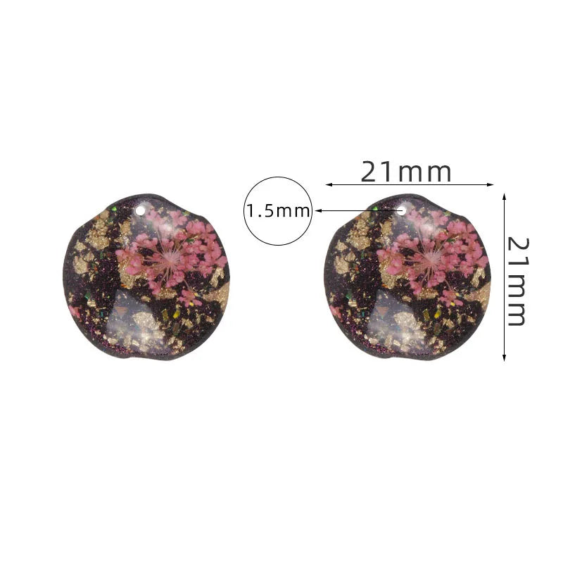50pcs 21mm Dried Flower Irregular Resin Beads DIY Jewelry Earring Accessory