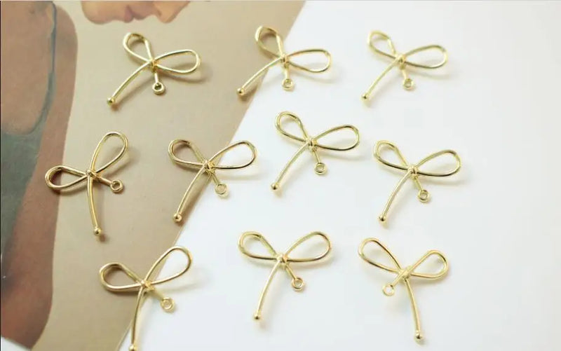 50pcs 22mm Bow Knot Copper Floating Locket DIY Jewelry