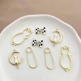 50pcs Cartoon Animals & Moon Alloy Floating Locket Charms DIY Jewelry
