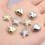 50pcs/lot cartoon hearts/stars alloy floating charms diy jewelry