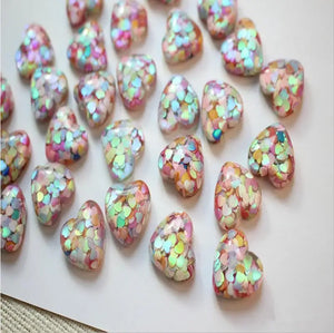 50pcs Cartoon Hearts Flatback Resin Beads for DIY Jewelry Earring/Garment