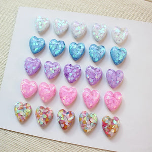 50pcs Cartoon Hearts Flatback Resin Beads for DIY Jewelry Earring/Garment