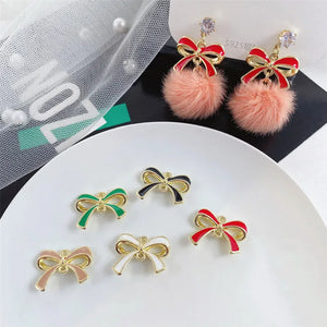 50pcs Alloy Bow Metal Floating Locket Charms DIY Earring Accessory