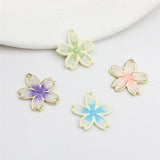 50pcs Alloy Flower Floating Locket Charms DIY Jewelry Accessory