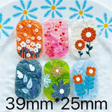 50pcs/lot flowers print rectangle acrylic beads diy jewelry earring accessory