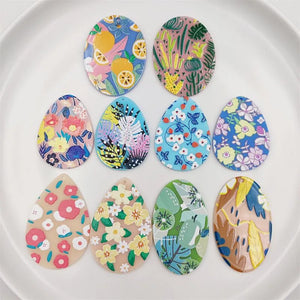50pcs flowers print acrylic beads diy jewelry earring accessory