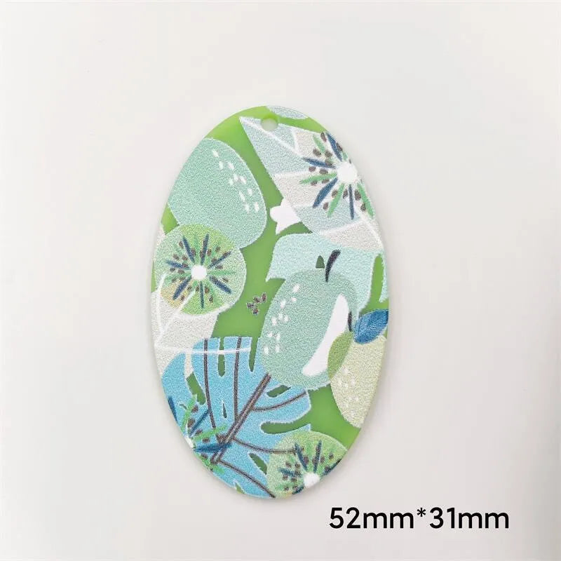 50pcs flowers print acrylic beads diy jewelry earring accessory