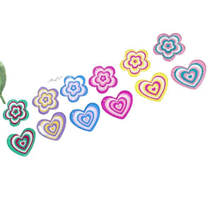 50pcs Cartoon Flowers/Hearts Acrylic Beads DIY Jewelry Earring Accessory