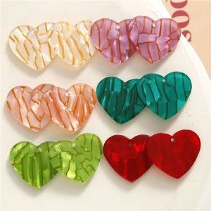 50pcs Geometry Cartoon Hearts Acrylic Beads DIY Jewelry Earring/Garment Pendant