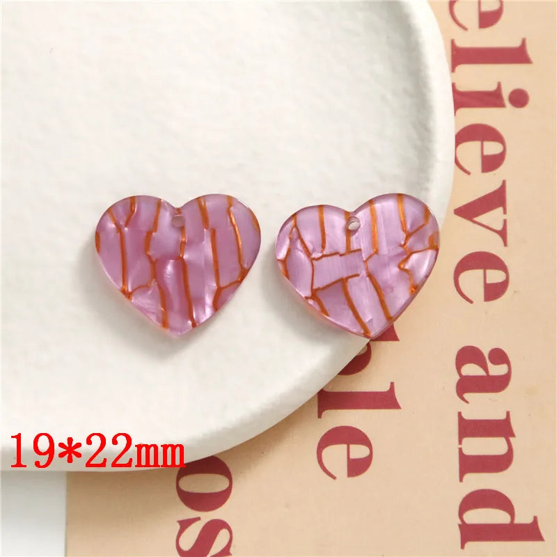 50pcs Geometry Cartoon Hearts Acrylic Beads DIY Jewelry Earring/Garment Pendant