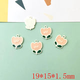 50pcs Cartoon Flowers/Tulip Shape Alloy Charms DIY Jewelry