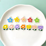 50pcs Cartoon Flowers/Tulip Shape Alloy Charms DIY Jewelry