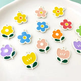 50pcs Cartoon Flowers/Tulip Shape Alloy Charms DIY Jewelry