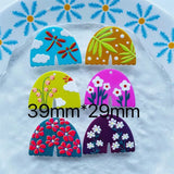50pcs/lot 3D Cartoon Flowers Print Acrylic Beads DIY Jewelry Earring Accessory
