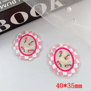 50ps/lot Cartoon Flower Pattern Acrylic Beads DIY Jewelry Earring Accessory