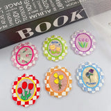 50ps/lot Cartoon Flower Pattern Acrylic Beads DIY Jewelry Earring Accessory