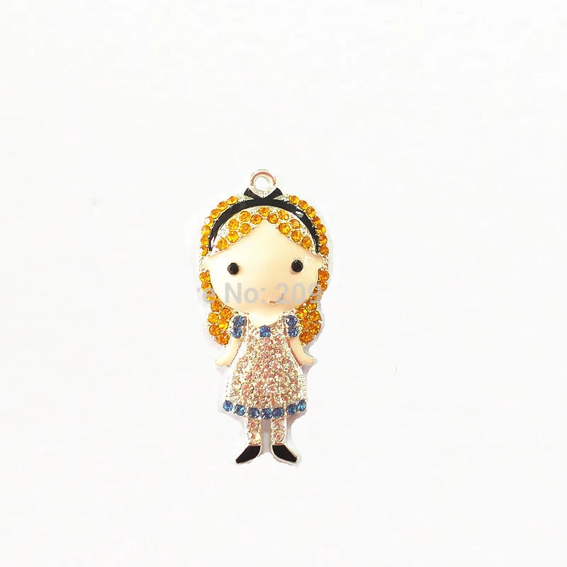 10pcs Alice Rhinestone Pendants For Kids Necklace Making