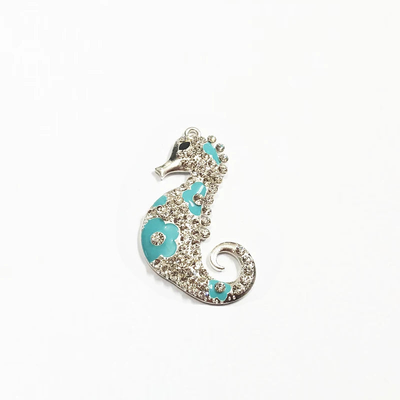 10pcs Seahorses Rhinestone Pendants 52mm*35mm