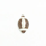 10pcs Silvery Brown Football Rhinestone Pendants