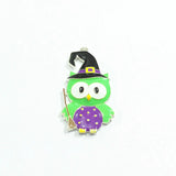 10pcs Silvery Plated Owl With Broom Enamel Pendants for Halloween Jewelry