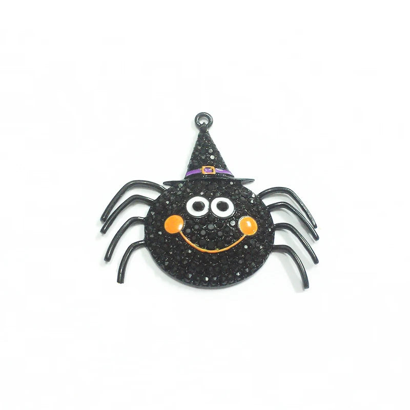 10pcs Spider Rhinestone Pendants For Halloween Jewelry