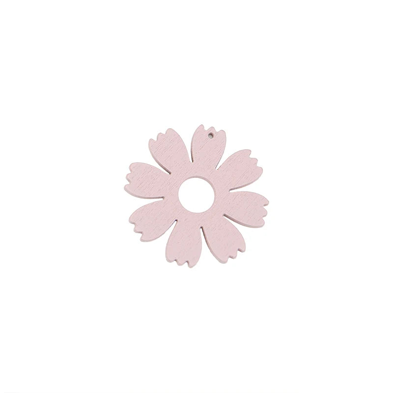 60pcs 50*50Mm Wooden Flower Charms for Jewelry Earring Pendant Craft