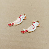 60pcs/Lot 30*11MM Enamel Alloy Charms DIY Jewelry Findings Parrot Pendants
