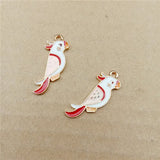 60pcs/Lot 30*11MM Enamel Alloy Charms DIY Jewelry Findings Parrot Pendants