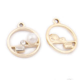 60pcs Silver Plated Crystal Pearl Enamel Charms Heart Square Round Pendants
