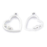 60pcs Silver Plated Crystal Pearl Enamel Charms Heart Square Round Pendants