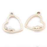 60pcs Silver Plated Crystal Pearl Enamel Charms Heart Square Round Pendants