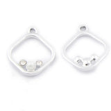 60pcs Silver Plated Crystal Pearl Enamel Charms Heart Square Round Pendants