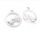 60pcs Silver Plated Crystal Pearl Enamel Charms Heart Square Round Pendants