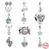 925 Silver Charm Beads Fit Bracelet Pendant Happiness Tree family forever Dangle