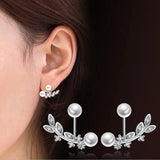 925 Silver Double Sided Leaves Petals Stud Earrings