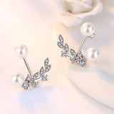 925 Silver Double Sided Leaves Petals Stud Earrings