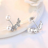 925 Silver Double Sided Leaves Petals Stud Earrings