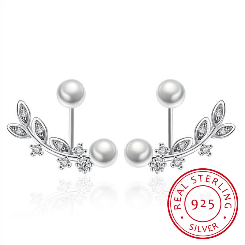 925 Silver Double Sided Leaves Petals Stud Earrings