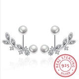 925 Silver Double Sided Leaves Petals Stud Earrings