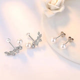 925 Silver Double Sided Leaves Petals Stud Earrings