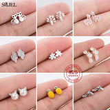 925 Sterling Silver Needle Cat Earrings Cactus Puzzle Gun Shape Studs