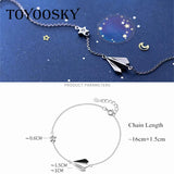 925 Silver Airplane Adjustable Bracelet Women's Jewelry Gift