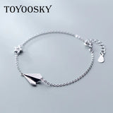 925 Silver Airplane Adjustable Bracelet Women's Jewelry Gift