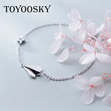 925 Silver Airplane Adjustable Bracelet Women's Jewelry Gift