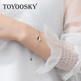 925 Silver Airplane Adjustable Bracelet Women's Jewelry Gift