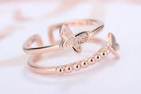 925 Silver Wedding Rings For Women Butterfly Zirconia Opening Ring