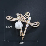 Dragonfly Natural Pearl Brooch Pin Full Diamond L Silver