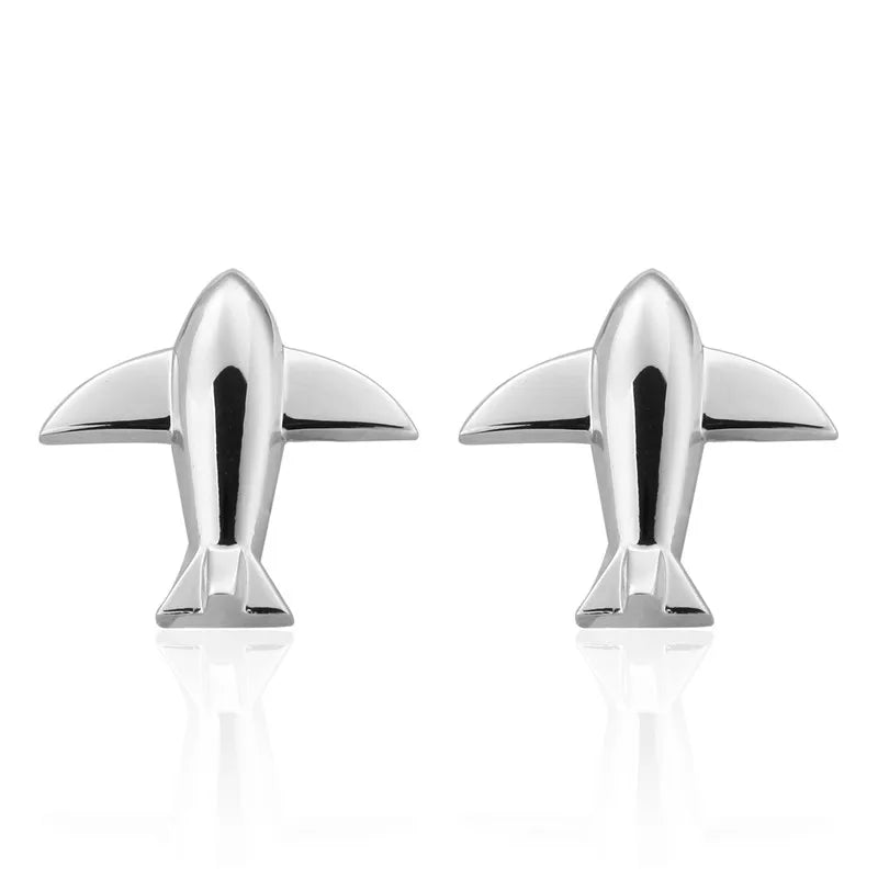 Silvery Plane Cufflinks Buttons Mens Wedding Business Shirt Cufflink Cuff Links