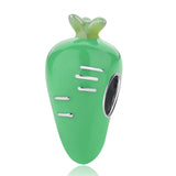 925 Sterling Silver Bead Green Red Carrot Charm Beads Necklace Charms Jewelry