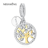 925 Silver Family Heritage Dangle Pendant Charm for Bracelet Jewelry